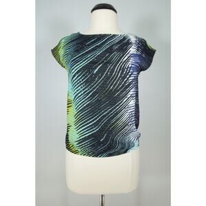 ANN TAYLOR LOFT Blouse XS Petites Dolman Printed MultiColor